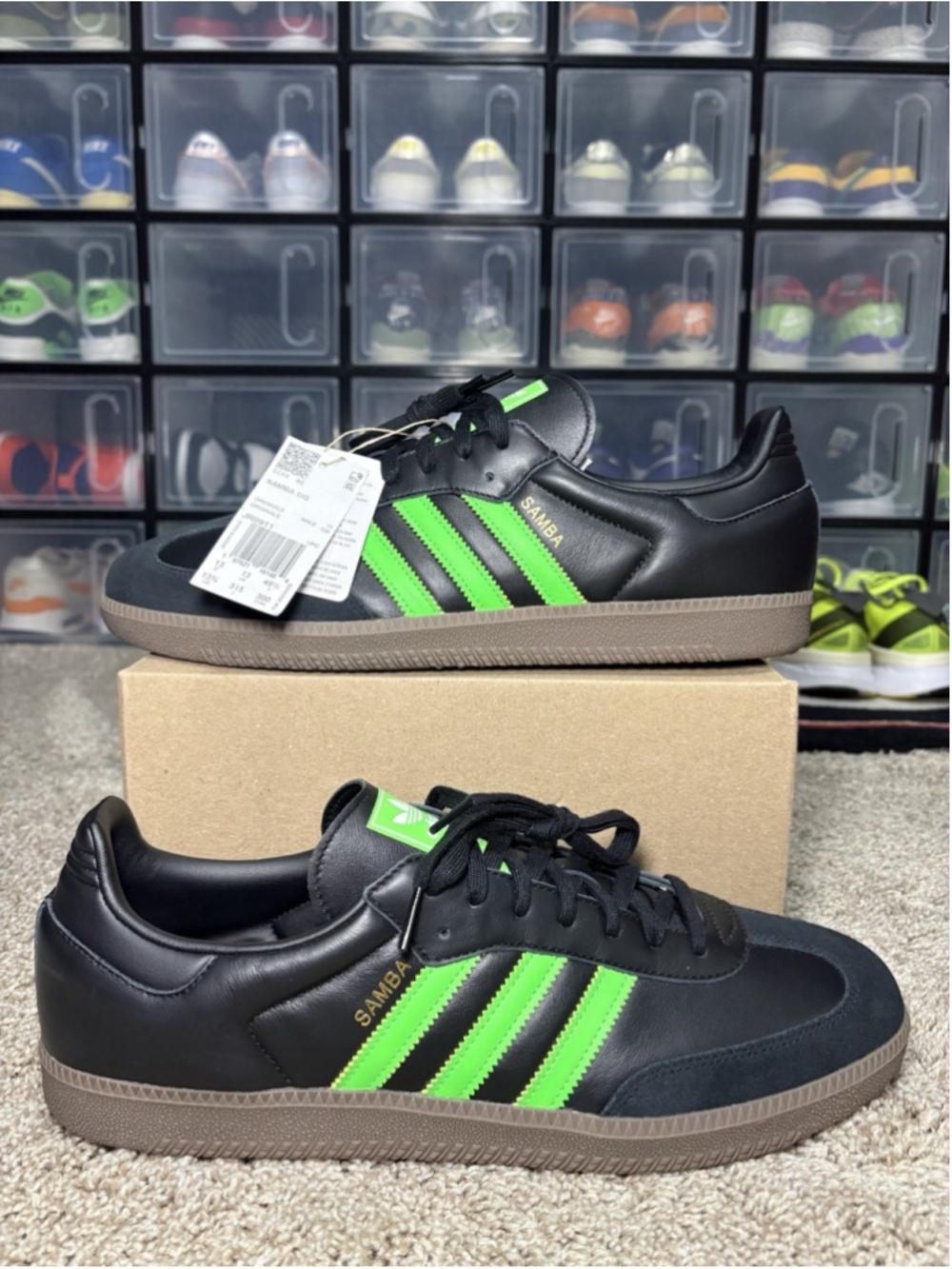 Adidas Samba OG Core Black/Green Men's Size 13.5 Sneakers JR0911 NEW🔥